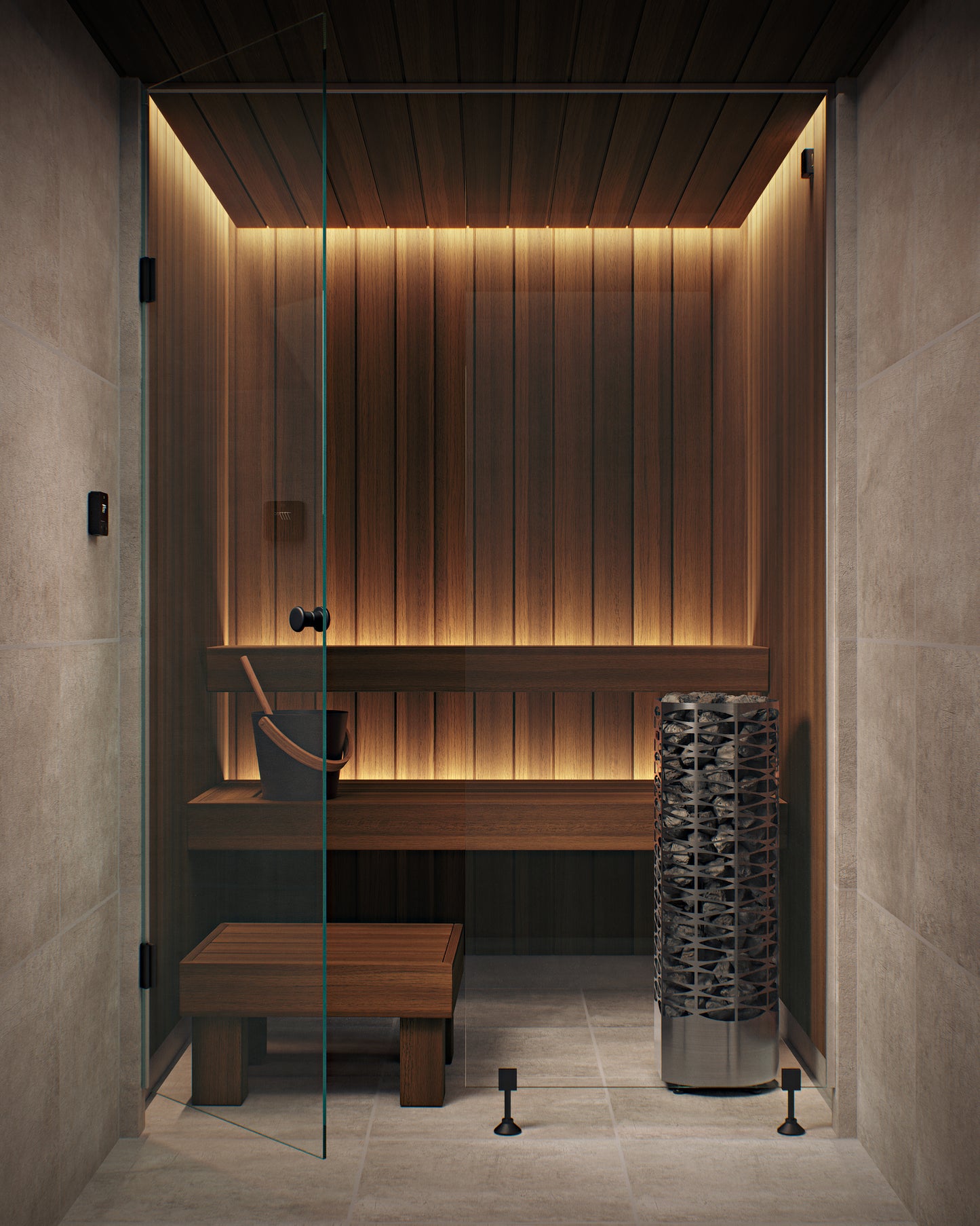 Narvi Saana Wifi | Saunaofen mit Narvi Flow Steuerung über Bedienteil und App | Edelstahl / Schwarz beschichtet | 6.8 kW / 9 kW