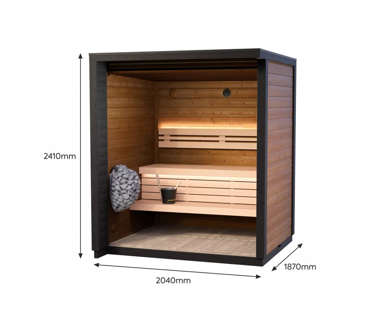 wellmia® Patio XXS | Gartensauna aus Fichte oder Thermoholz | 187 x 204 x 240 cm (B/T/H)