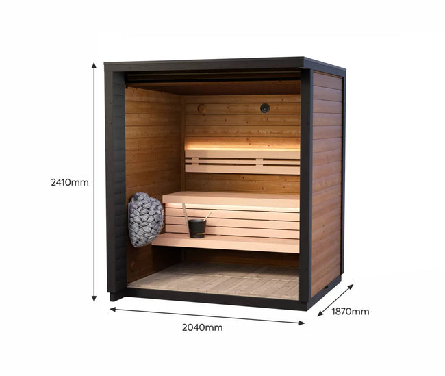Leil® Patio XXS | Premium Gartensauna aus Fichte oder Thermoholz | 187 x 204 x 240 cm (B/T/H)