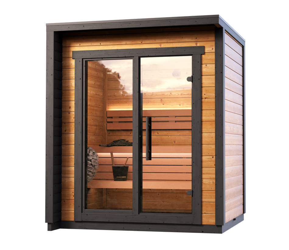 Leil® Patio XXS | Premium Gartensauna aus Fichte oder Thermoholz | 187 x 204 x 240 cm (B/T/H)