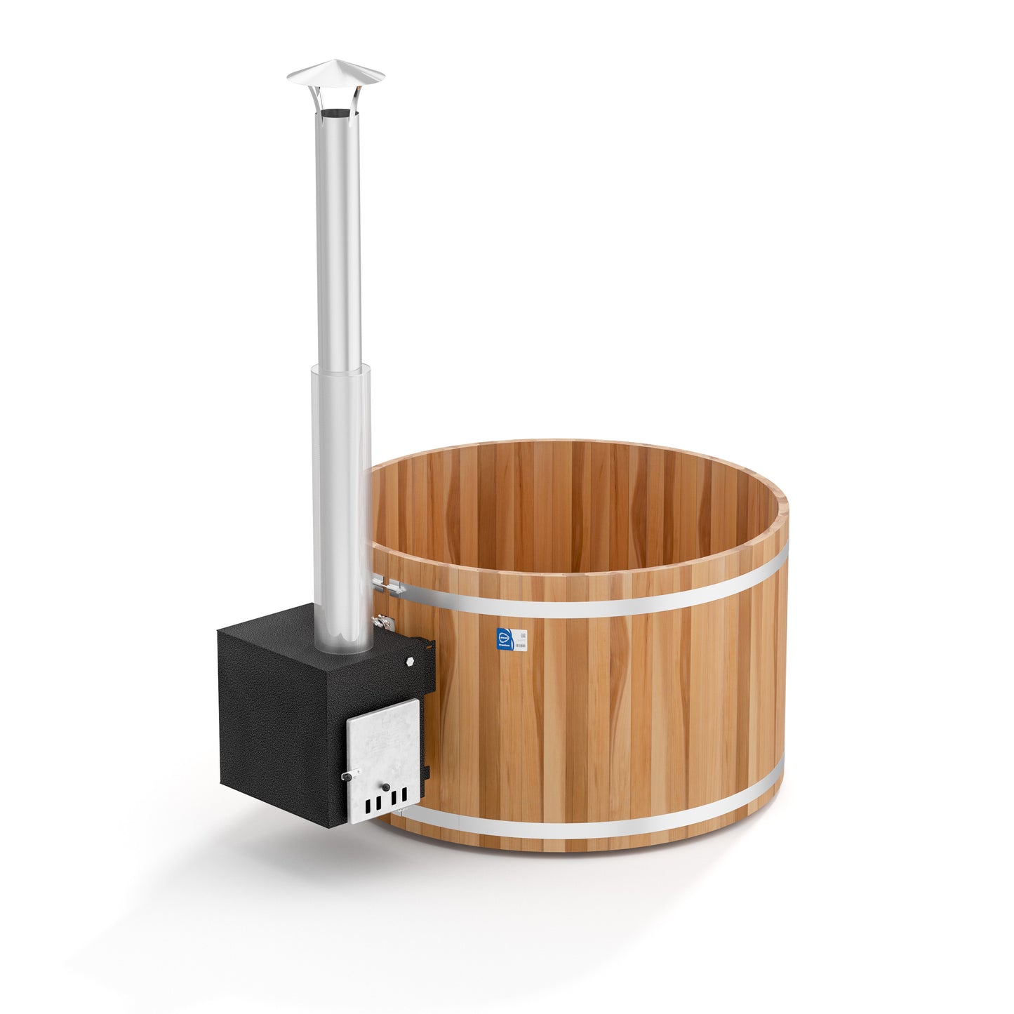 Kirami Premium Woody M | Badefassset mit Holzofen | 170 cm / 35 kW