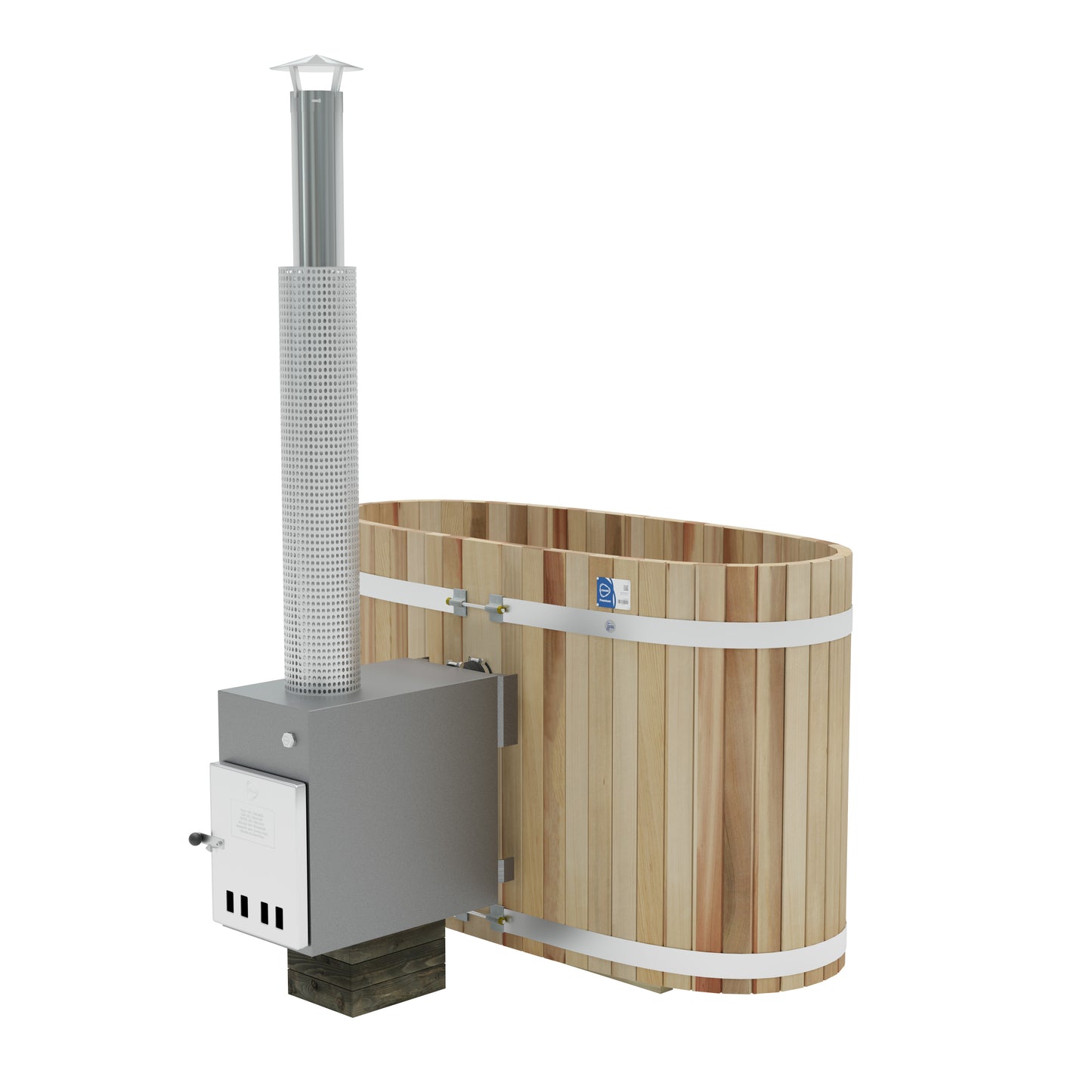 Kirami Premium Woody Tiny | Badefassset mit Holzofen | 170 cm / 22 kW