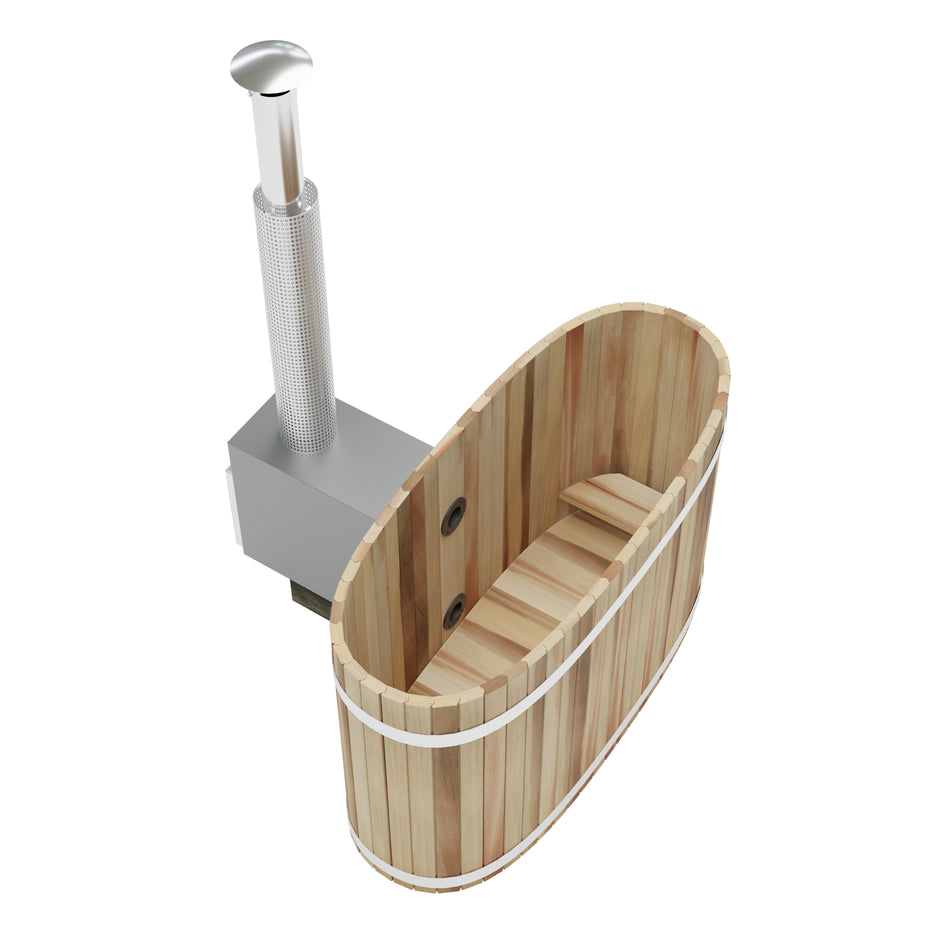 Kirami Premium Woody Tiny | Badefassset mit Holzofen | 170 cm / 22 kW