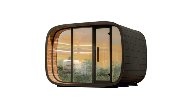 Leil® Round Cube Double | Premium Gartensauna aus Thermoholz Design |  versch. Maße