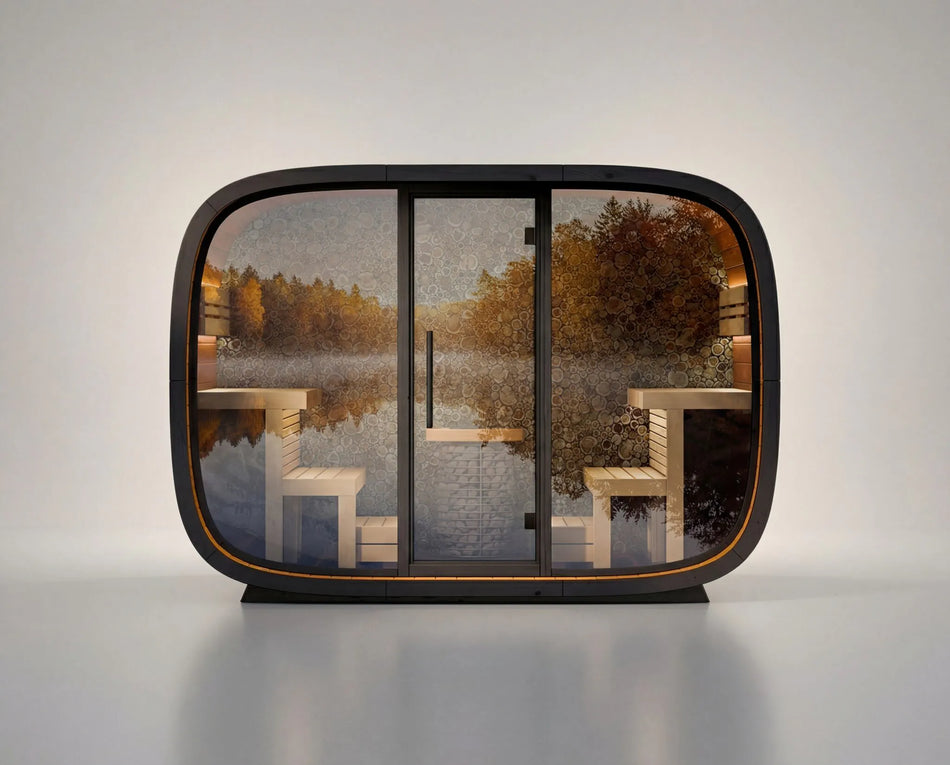 Leil® Round Cube Single | Premium Gartensauna aus Thermoholz Design |  versch. Maße