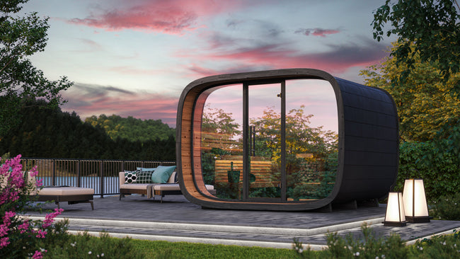 Leil® Round Cube Single | Premium Gartensauna aus Thermoholz Design |  versch. Maße