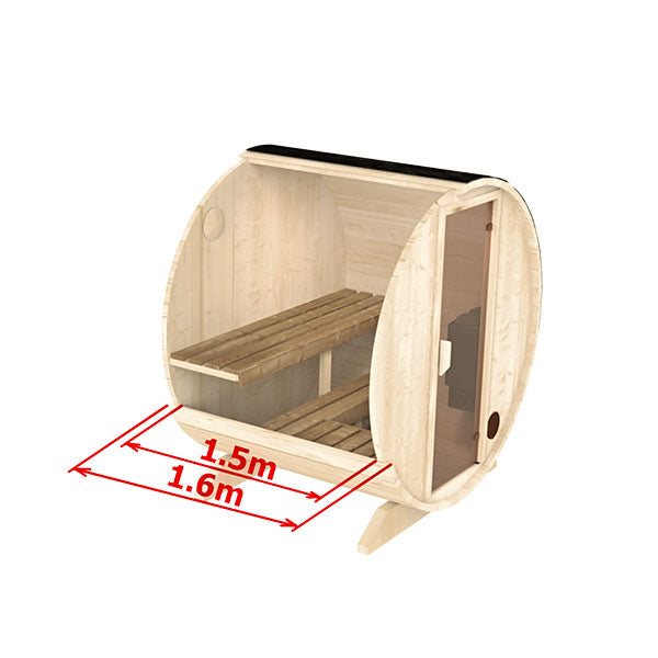 wellmia® Fasssauna Mini | 160 cm für 2-3 Personen | Konfigurierbar