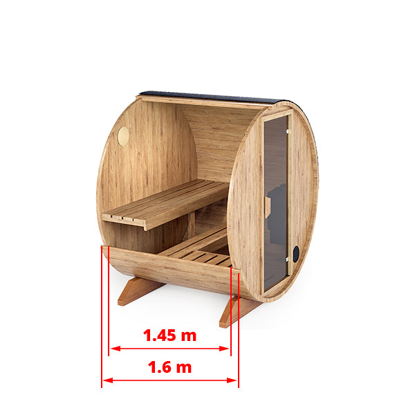 wellmia® Fasssauna Mini | 160 cm für 2-3 Personen | Konfigurierbar