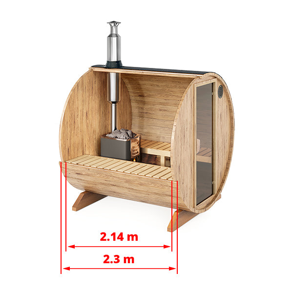 wellmia® Fasssauna Small 2 | 230 cm für 4-6 Personen | Konfigurierbar