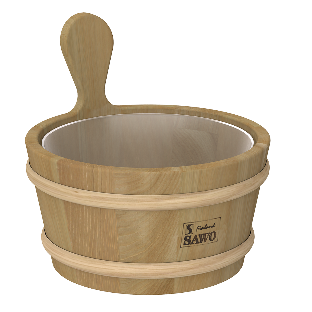 Sawo Basic Sauna Zubehörset bestehend aus Saunakübel und Kelle, Sanduhr und Thermo-/Hygrometer