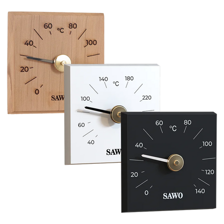 Sawo Kanto Saunathermometer in Zeder, Weiß und Schwarz