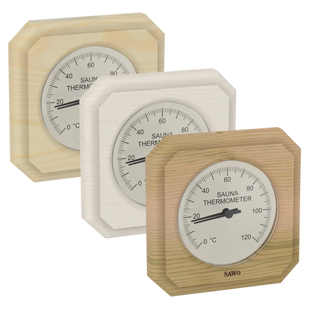 Sawo Saunathermometer Cut Corner Square in Zeder, Espe und Hemlock