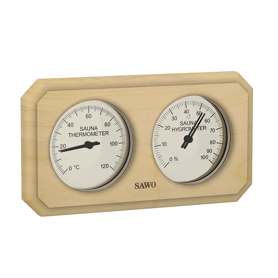 Sawo Thermo-Hygrometer Cut Corner Rectangle Hemlock 221-THH