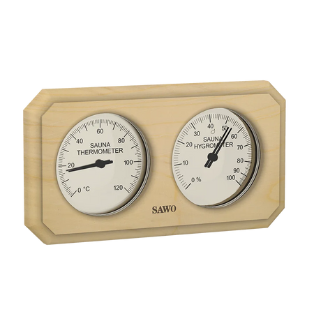 Sawo Thermo-Hygrometer Cut Corner Rectangle Hemlock 221-THH