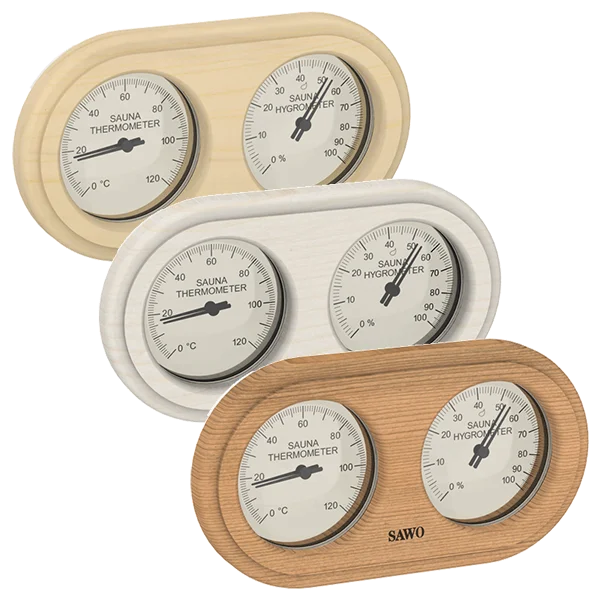 Sawo Thermo-Hygrometer Rounded Rectangle in Zeder, Espe und Hemlock