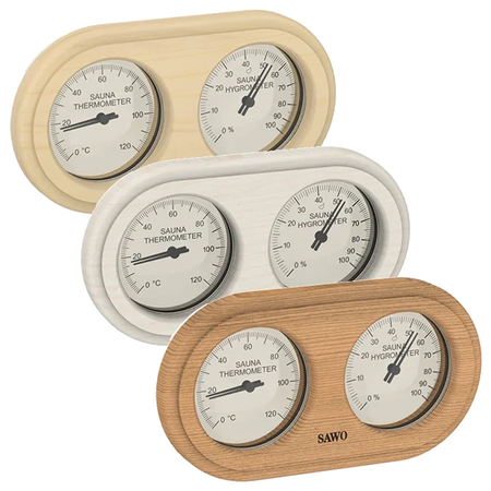 Sawo Thermo-Hygrometer Rounded Rectangle in Zeder, Espe und Hemlock