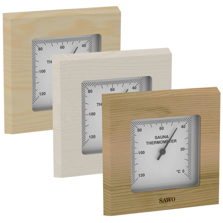 Sawo Saunathermometer Square in Zeder, Espe und Hemlock
