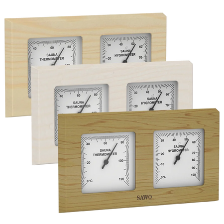 Sawo Thermo-Hygrometer Rectangle in Zeder, Espe und Hemlock