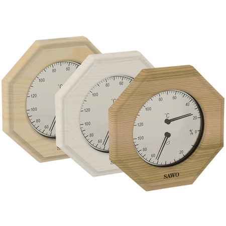 Sawo Thermo-Hygrometer Octagon (achteckig) in Zeder, Espe und Hemlock