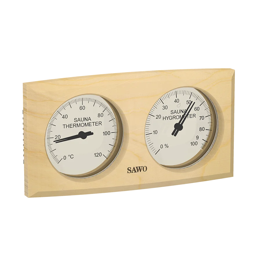 Sawo Thermo-Hygrometer Basic Curved Rectangle Hemlock 271-THBH