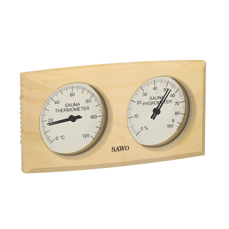 Sawo Thermo-Hygrometer Basic Curved Rectangle Hemlock 271-THBH