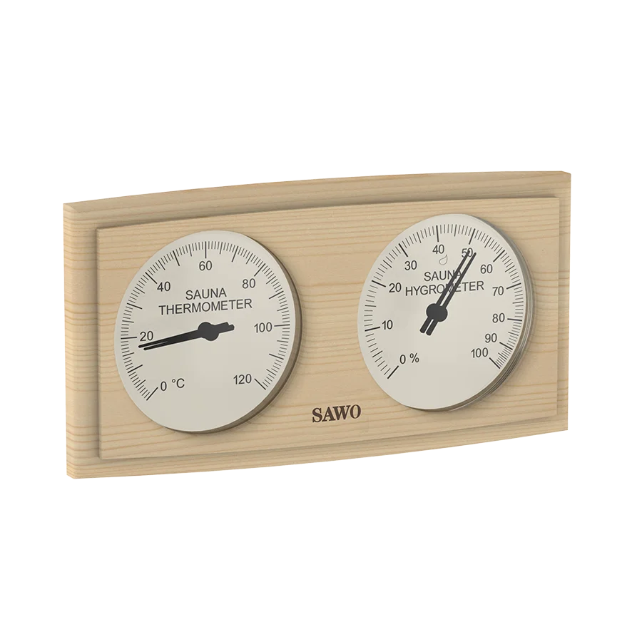 Sawo Thermo-Hygrometer Curved Rectangle Hemlock 271-THH