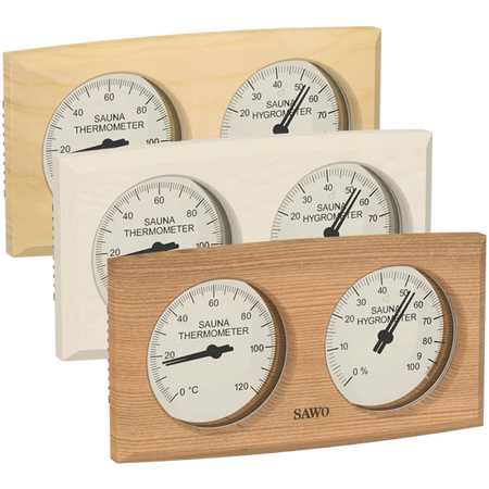 Sawo Thermo-Hygrometer Basic Curved Rectangle in Zeder, Espe und Hemlock
