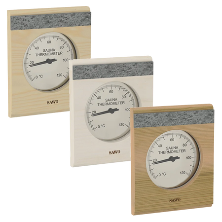 Sawo Saunathermometer mit 1 Speckstein in Zeder, Espe und Hemlock