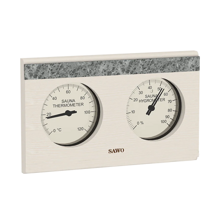 Sawo Thermo-Hygrometer Rechteck mit 1 Speckstein Espe 282-THR1A