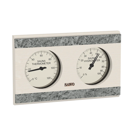 Sawo Thermo-Hygrometer Rechteck mit 2 Specksteinen Espe 282-THRA