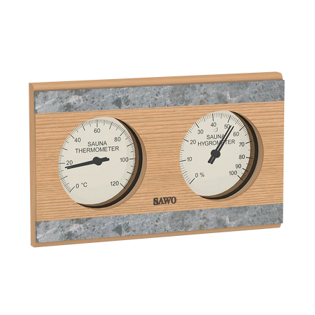 Sawo Thermo-Hygrometer Rechteck mit 2 Specksteinen Zeder 282-THRD
