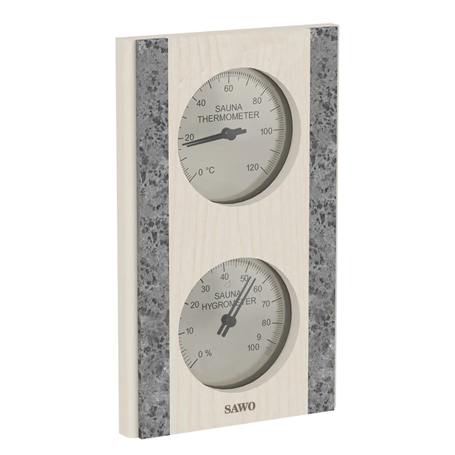 Sawo Thermo-Hygrometer vertikal mit 2 Specksteinen Espe 283-THVRA