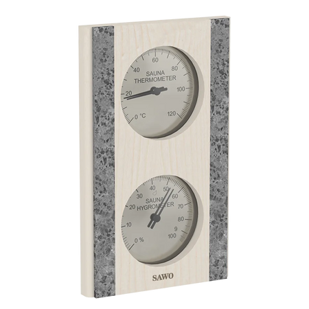 Sawo Thermo-Hygrometer vertikal mit 2 Specksteinen Espe 283-THVRA