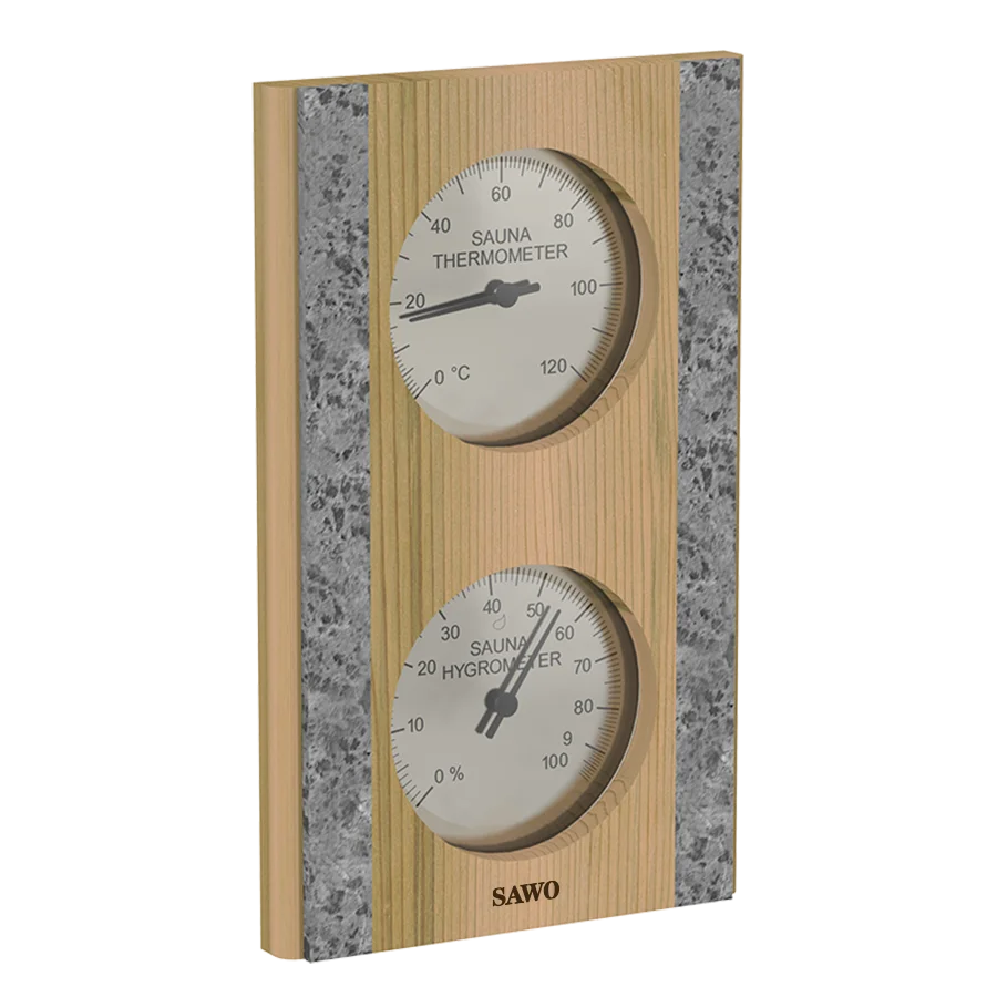 Sawo Thermo-Hygrometer vertikal mit 2 Specksteinen Zeder 283-THVRD