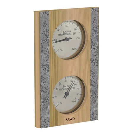 Sawo Thermo-Hygrometer vertikal mit 2 Specksteinen Zeder 283-THVRD