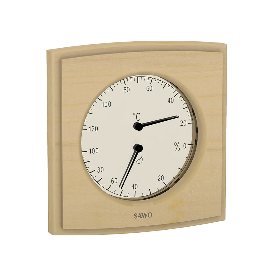 Sawo Thermo-Hygrometer Curved Square Hemlock 285-THH
