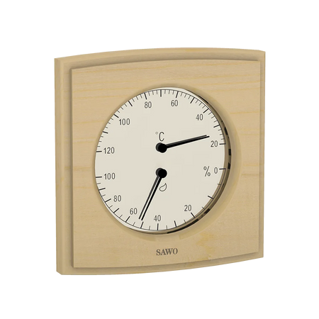 Sawo Thermo-Hygrometer Curved Square Hemlock 285-THH