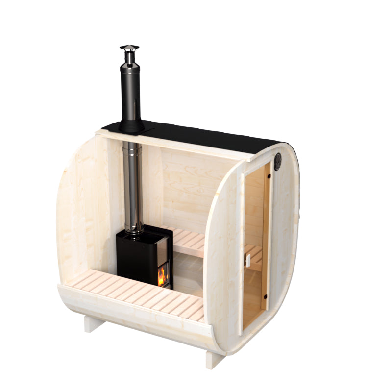 wellmia® Quadro Fasssauna Small 200 cm | konfigurierbar | kleines Saunafass für 4 Personen