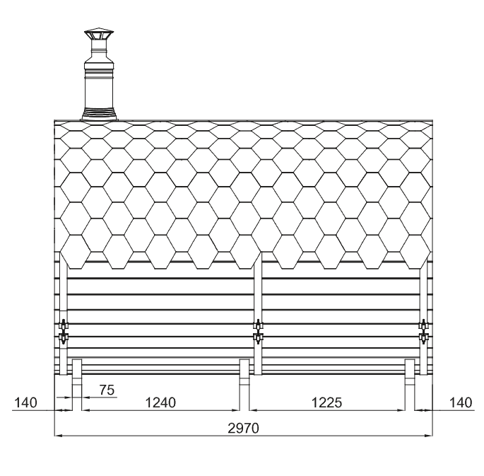 wellmia® Quadro Fasssauna Medium 300 cm - konfigurierbar - Saunafass mit großer Liegefläche