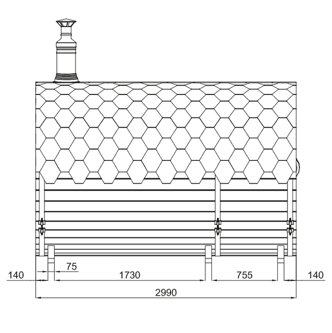 wellmia® Fasssauna Medium Vorraum | 300 cm | Konfigurierbar