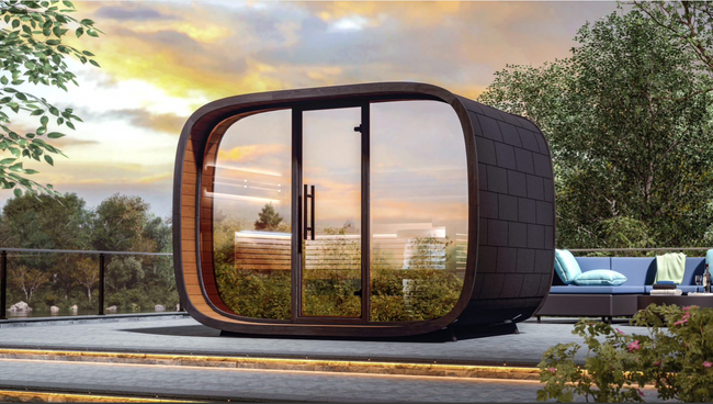 Leil® Round Cube Relax | Premium Gartensauna aus Thermoholz Design |  310 x 200 x 220 cm (B/T/H)