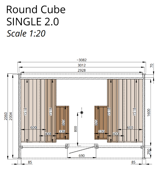 wellmia® Round Cube Single | Gartensauna aus Thermoholz Design |  versch. Maße