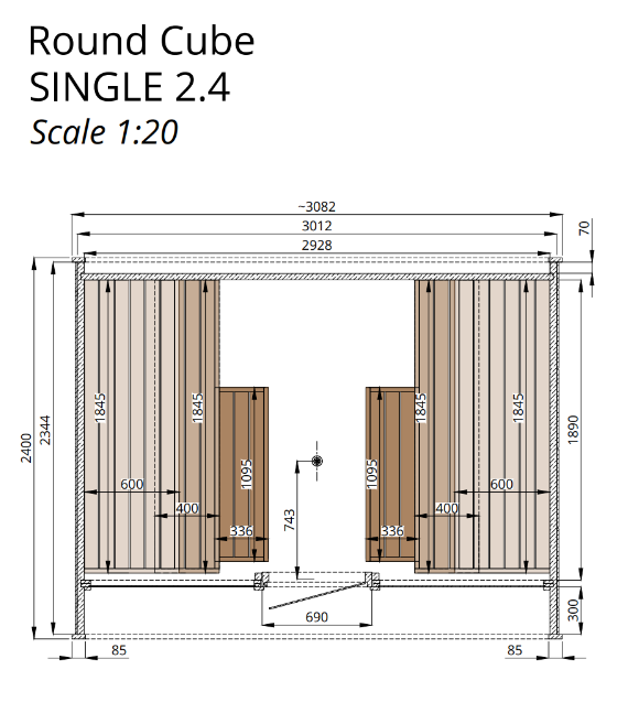 wellmia® Round Cube Single | Gartensauna aus Thermoholz Design |  versch. Maße