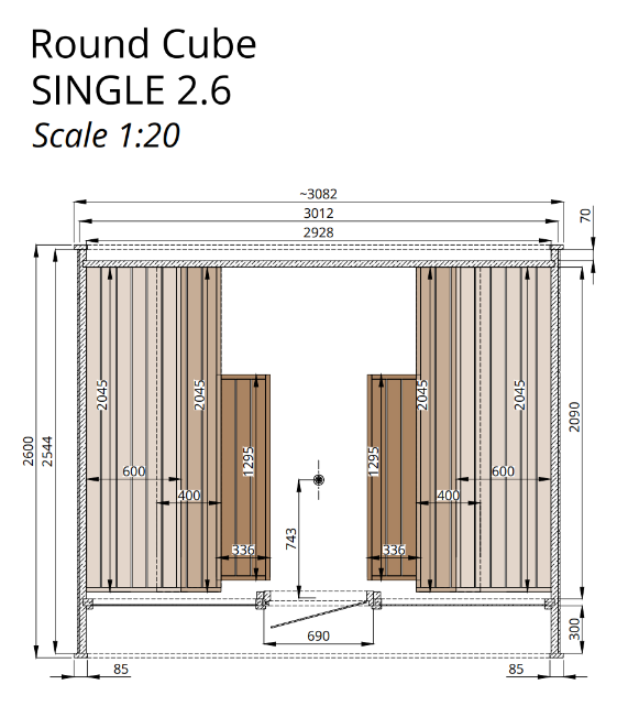 wellmia® Round Cube Single | Gartensauna aus Thermoholz Design |  versch. Maße