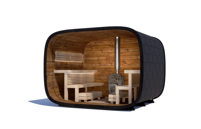 wellmia Round Cube Single | Gartensauna aus Thermoholz Design |  versch. Maße