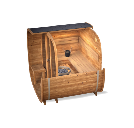 Leil® Dice Comfy | Gartensauna aus Thermoholz mit Veranda |  219 x 206/246 x 220 cm (B/T/H)