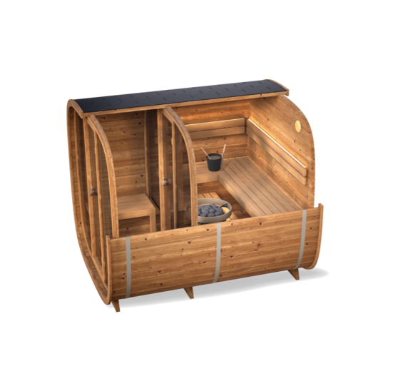 Leil® Dice Dual | Gartensauna aus Thermoholz mit Vorraum |  219 x 256 x 220 cm (B/T/H)