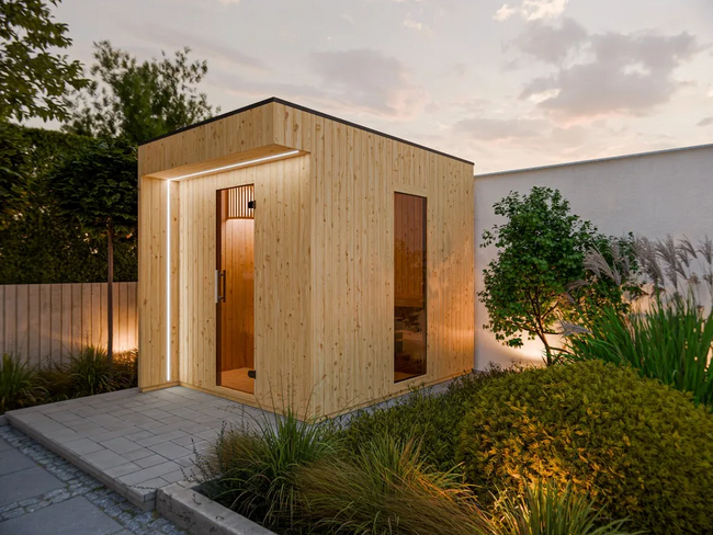 wellmia® Musta 2 | Gartensauna aus Fichte mit Vorraum | 200 x 396 x 236 cm (B/T/H) | für 4-6 Personen