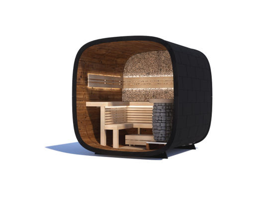Leil® Round Cube Mini | Premium Gartensauna aus Thermoholz Design | versch. Maße
