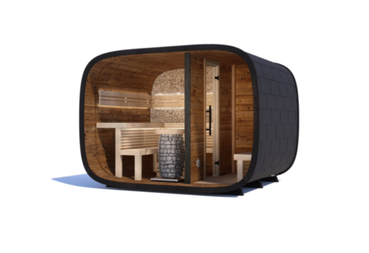 wellmia® Round Cube Double | Gartensauna aus Thermoholz Design |  versch. Maße